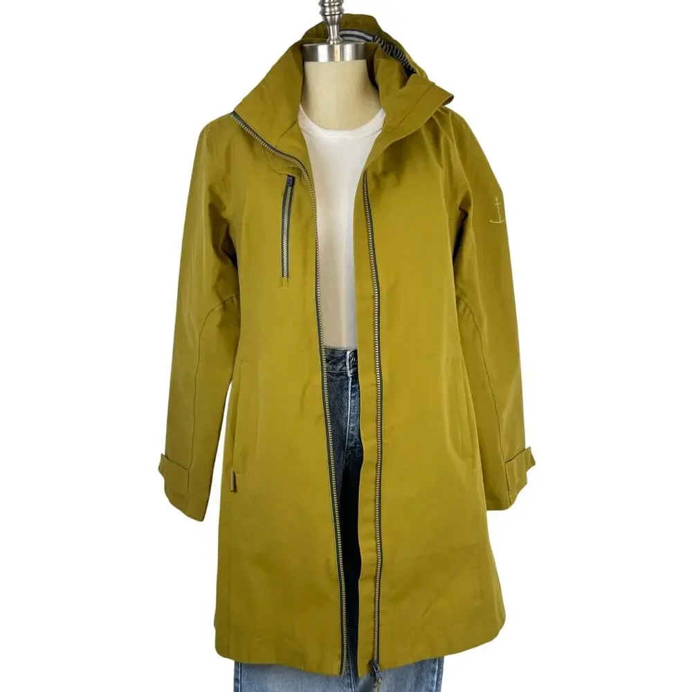 Seasalt Cornwall RAIN Coverack Waterproof Yellow Green Pear Rain Coat Jacket (8) - Picture 3 of 16